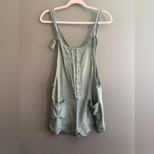 SO Sage Green Tank Romper with Front Buttons